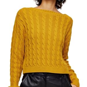Topshop Yellow Cable Knit Sweater